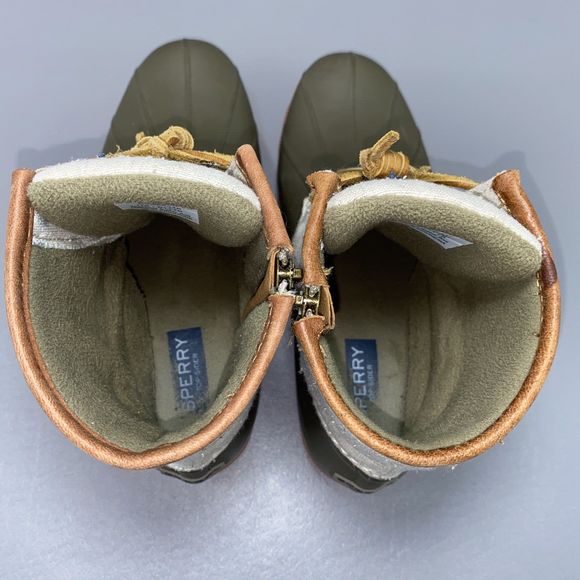 Sperry Top-Sider Boots‎ Womens 8M Green/Cream Waterproof Rubber Duck Zip Preppy - Picture 5 of 12